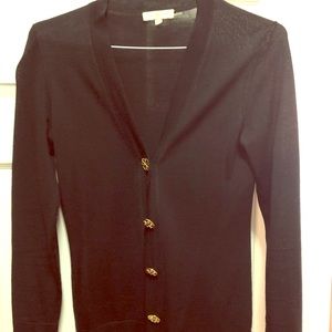 Tory Burch black logo button cardigan